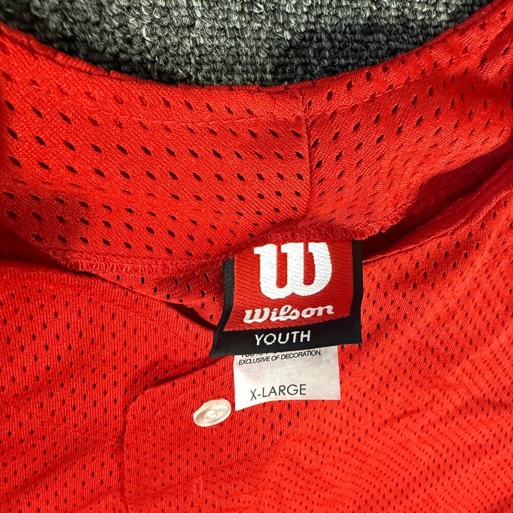 Vintage Y2k Wilson Button Front Mesh Jersey Baseball Red Youth XL New - Picture 3 of 5
